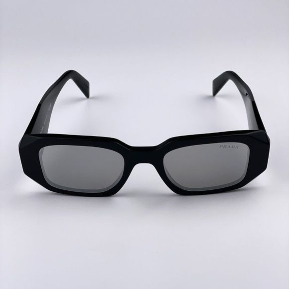 Prada PR17WS 1AB2B0 Sunglasses Black Gray Mirrored Silver Square Unisex - Picture 6 of 12